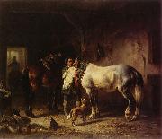 Wouterus Verschuur Saddling the horses Germany oil painting artist